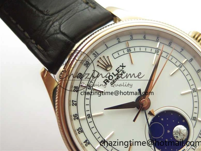 1229 Cellini 50535 Moonphase RG GMF Best Edition White Dial on Brown Leather Strap A Lightweight 2634